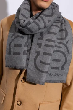 FERRAGAMO GREY Scarf with logo