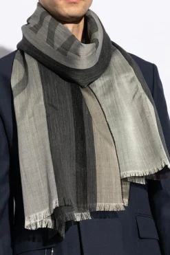 FERRAGAMO GREY Striped pattern scarf