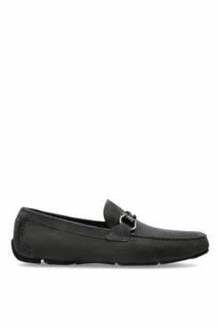 FERRAGAMO GREY Suede loafers Front