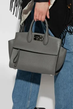 FERRAGAMO GREY ‘The Studio Small’ shoulder bag