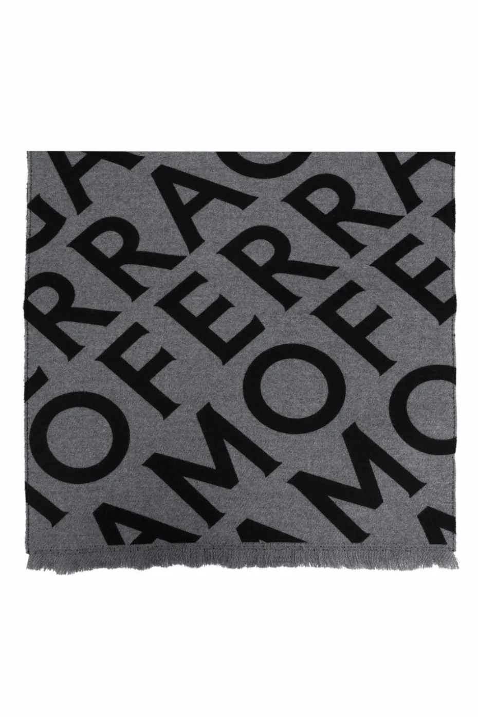 FERRAGAMO GREY Wool scarf with monogram