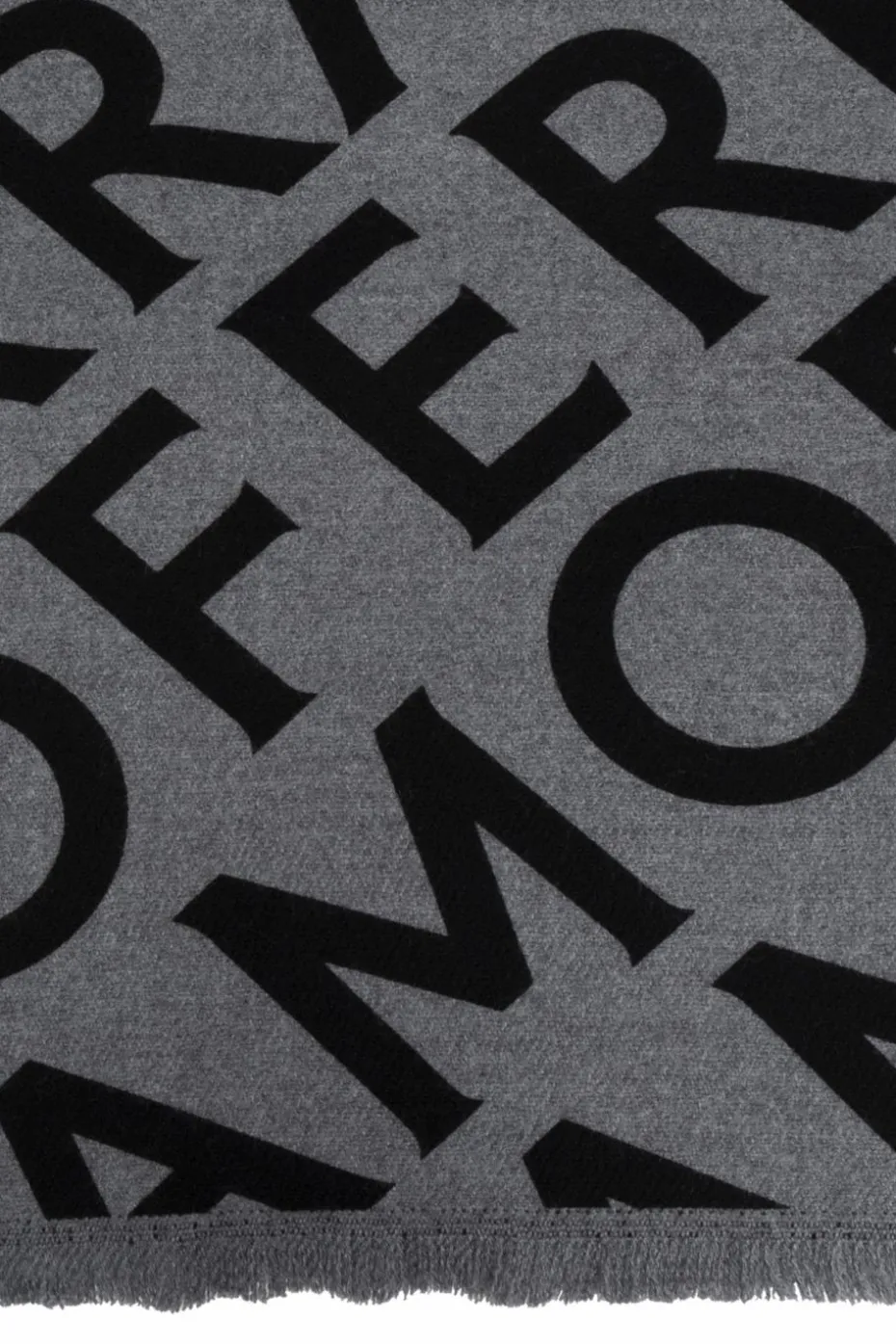 FERRAGAMO GREY Wool scarf with monogram