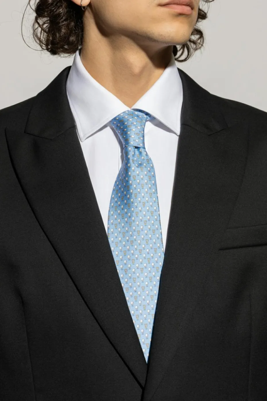 FERRAGAMO light blue Silk tie