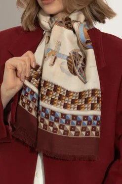 FERRAGAMO MULTICOLOUR Cashmere scarf with print