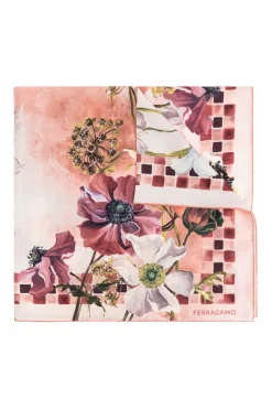 FERRAGAMO MULTICOLOUR Silk scarf with floral motif