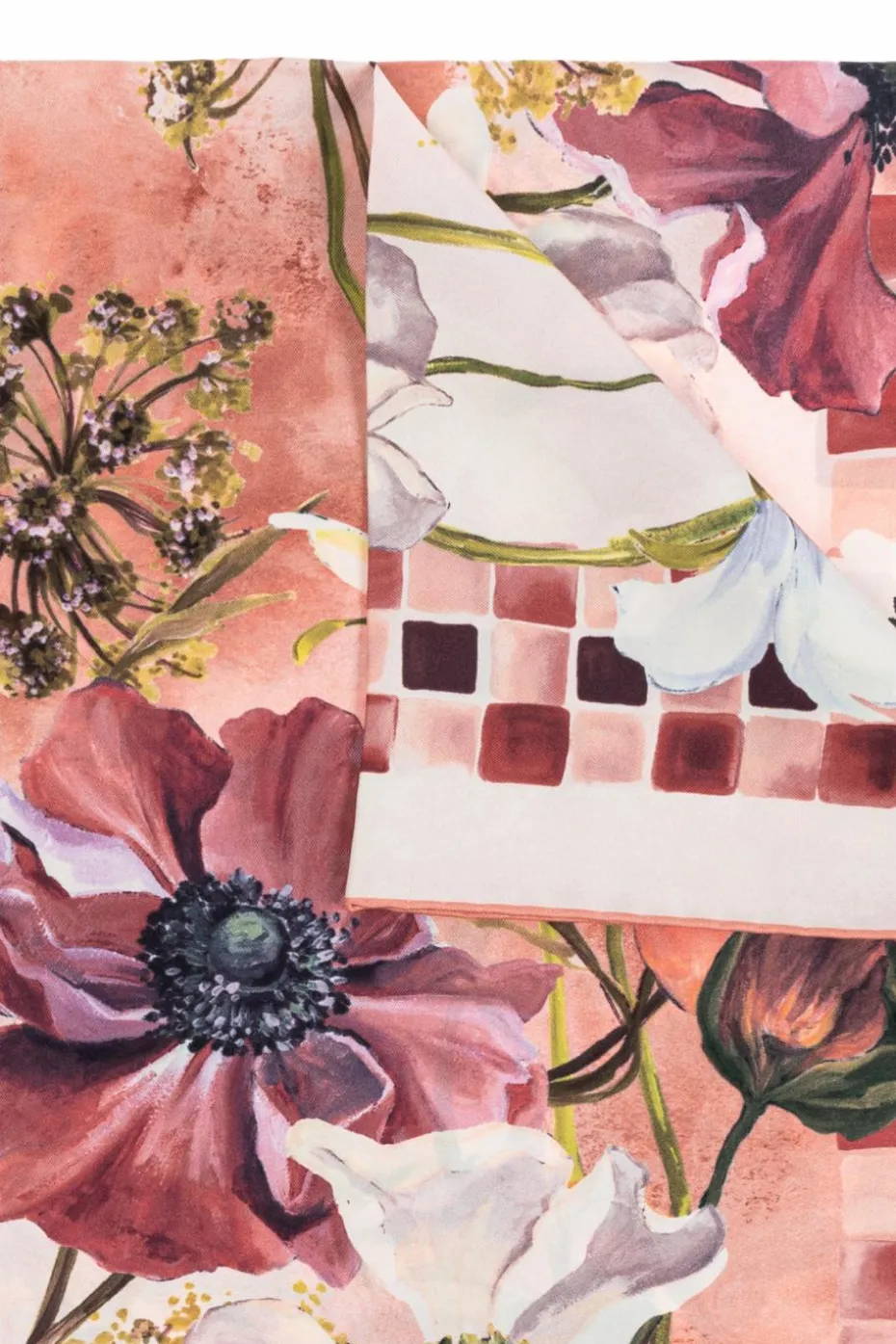 FERRAGAMO MULTICOLOUR Silk scarf with floral motif