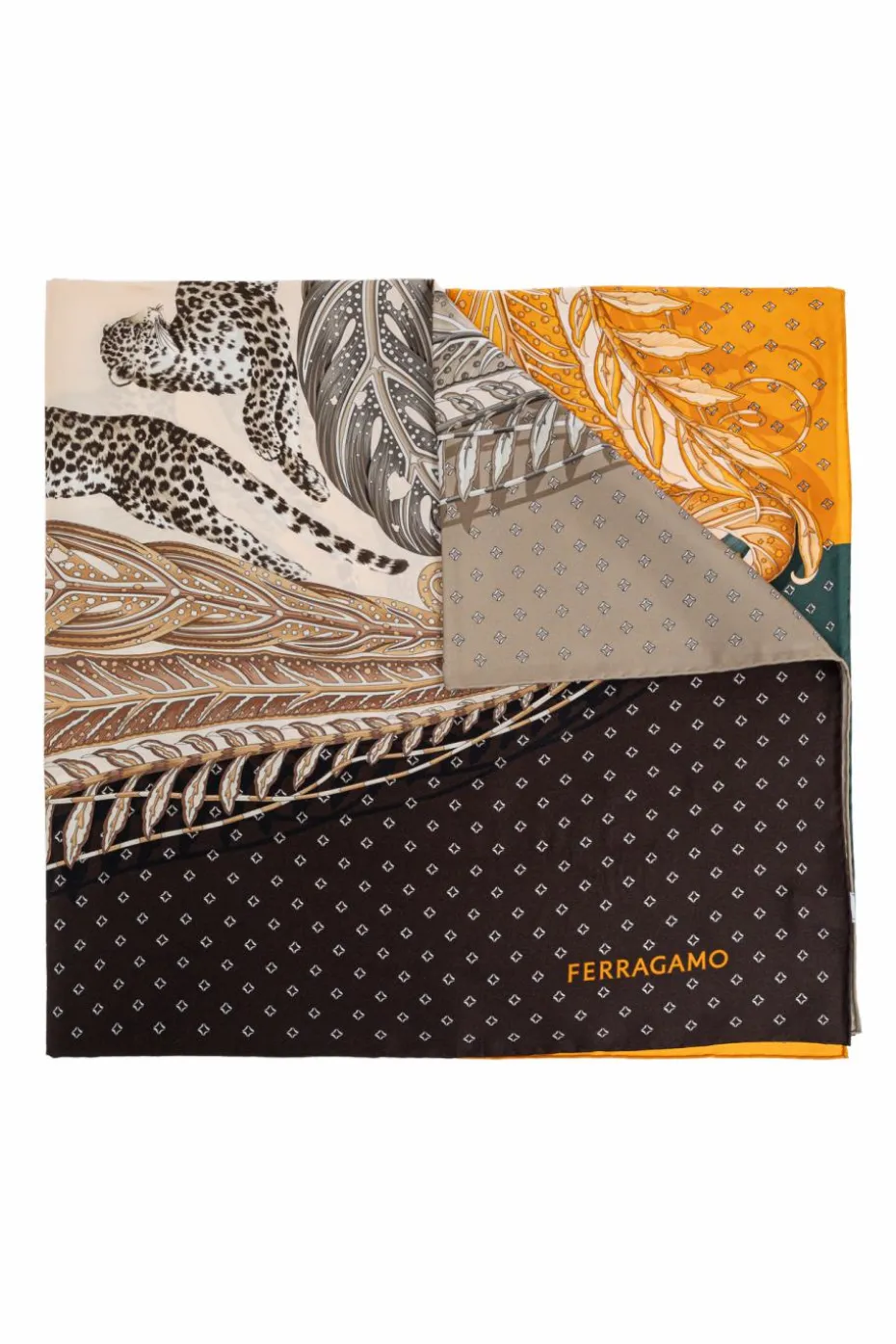 FERRAGAMO MULTICOLOUR Silk scarf with print