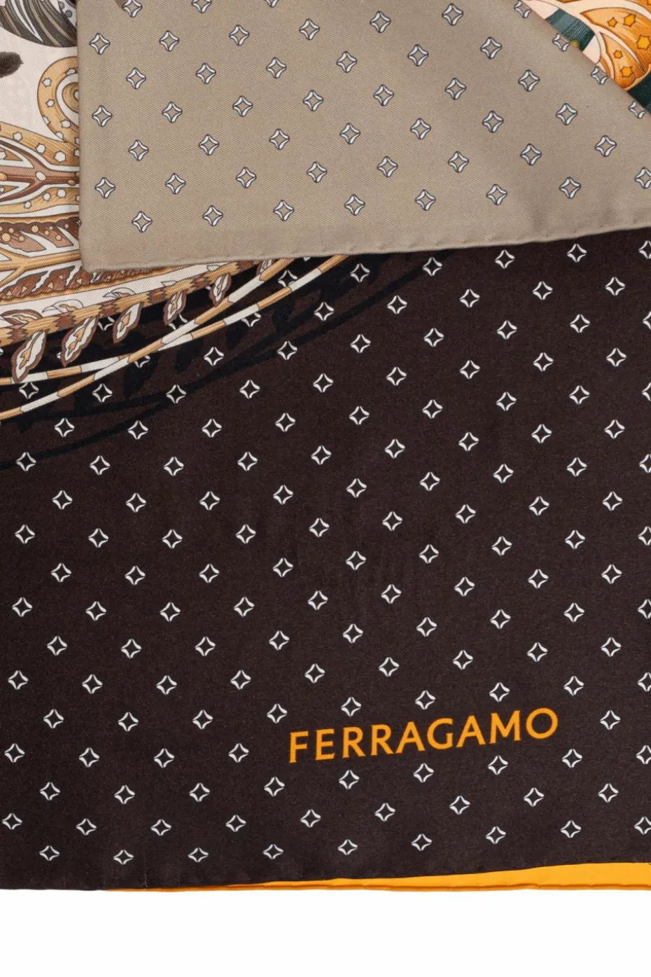 FERRAGAMO MULTICOLOUR Silk scarf with print