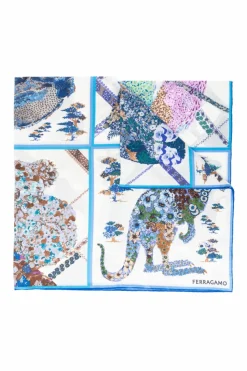 FERRAGAMO MULTICOLOUR Silk scarf with print