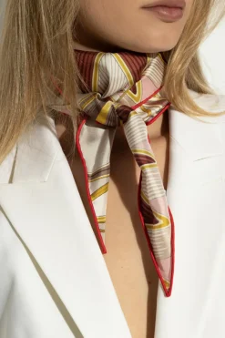 FERRAGAMO MULTICOLOUR Triangular scarf with `Giada` print