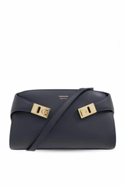 FERRAGAMO NAVY BLUE āHugā Shoulder Bag