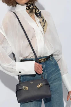 FERRAGAMO NAVY BLUE ‘Hug’ Shoulder Bag
