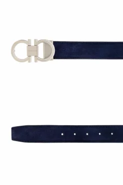 FERRAGAMO NAVY BLUE Leather belt