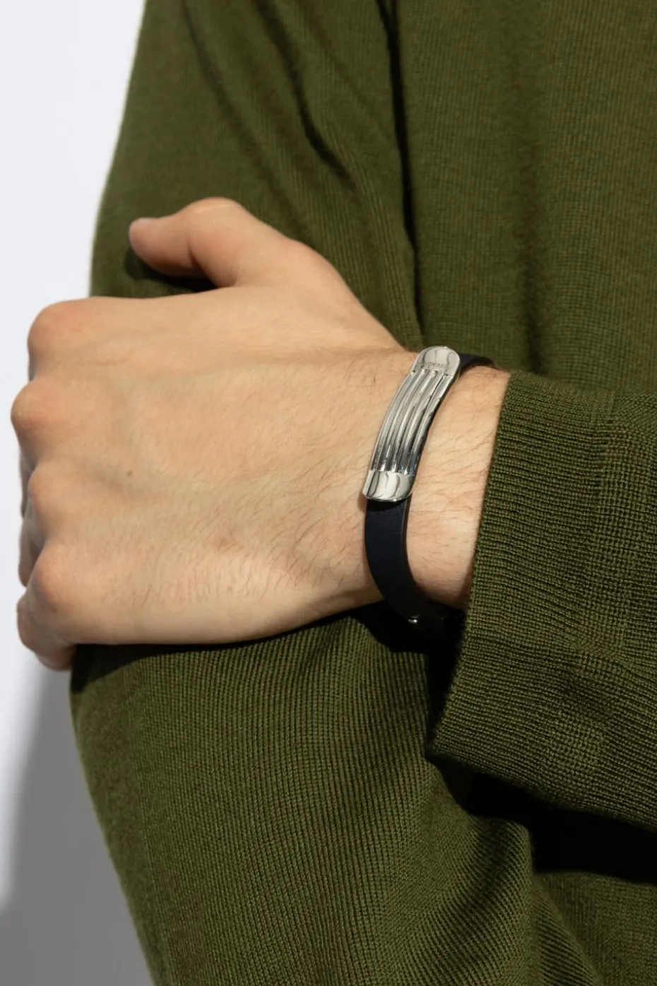 FERRAGAMO NAVY BLUE Leather bracelet