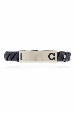 FERRAGAMO NAVY BLUE Leather bracelet