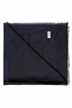 FERRAGAMO NAVY BLUE Logo scarf