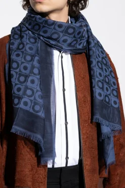 FERRAGAMO NAVY BLUE Scarf with logo