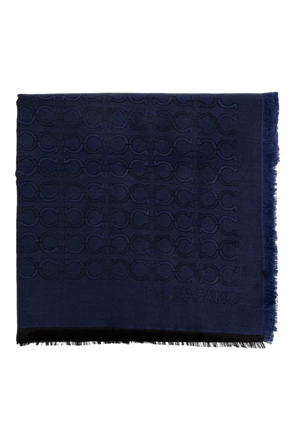 FERRAGAMO NAVY BLUE Scarf with monogram