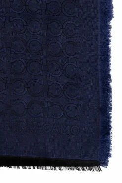 FERRAGAMO NAVY BLUE Scarf with monogram