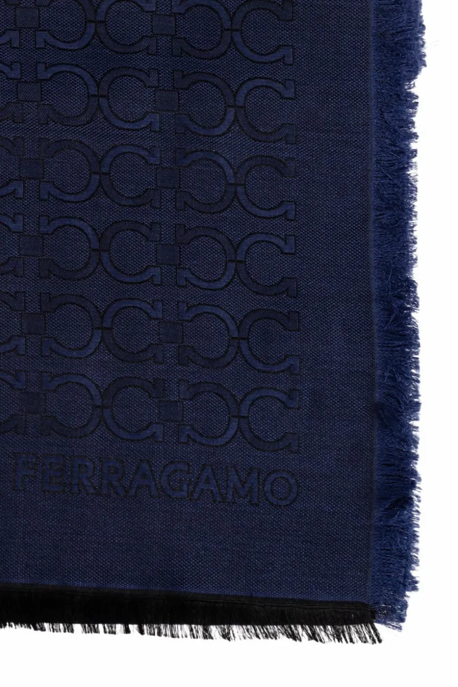 FERRAGAMO NAVY BLUE Scarf with monogram