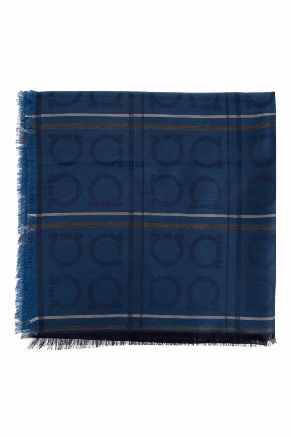 FERRAGAMO NAVY BLUE Scarf with Monogram