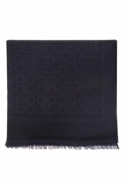 FERRAGAMO NAVY BLUE Scarf with monogram