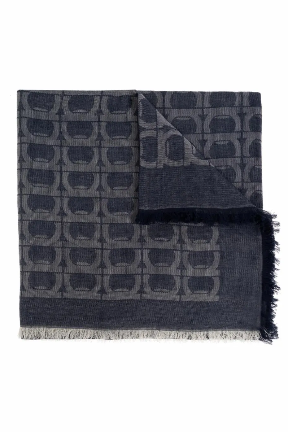 FERRAGAMO NAVY BLUE Scarf with monogram