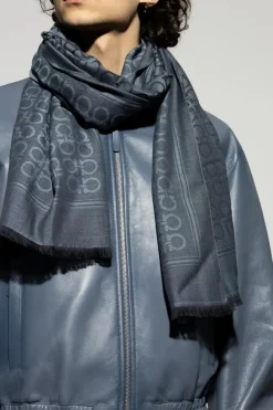 FERRAGAMO NAVY BLUE Scarf with monogram