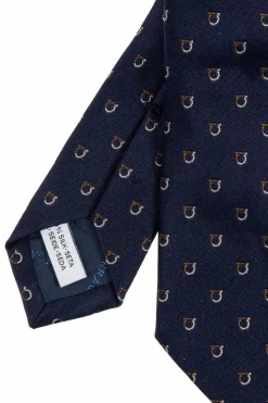 FERRAGAMO NAVY BLUE Silk tie