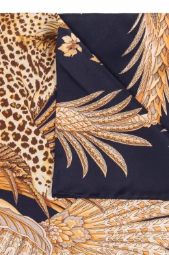 FERRAGAMO NAVY BLUE Silk scarf with print