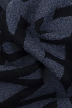 FERRAGAMO NAVY BLUE Wool scarf with monogram