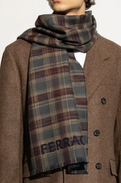 FERRAGAMO NAVY BLUE Wool scarf