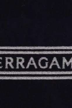 FERRAGAMO NAVY BLUE Wool scarf