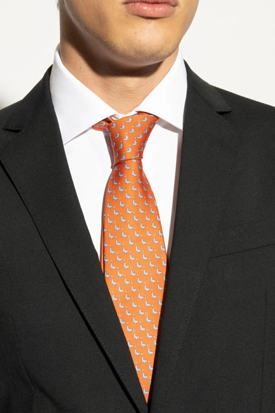 FERRAGAMO ORANGE Silk tie