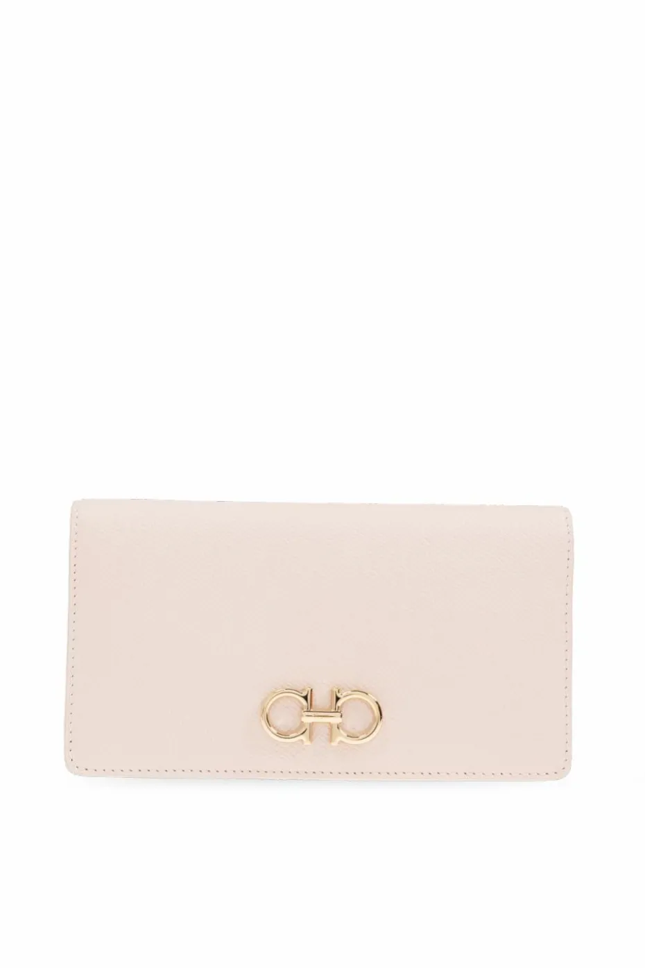 FERRAGAMO PINK Leather wallet with an appliqué in the shape of a logo