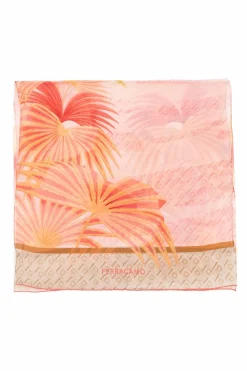 FERRAGAMO PINK Silk scarf with print
