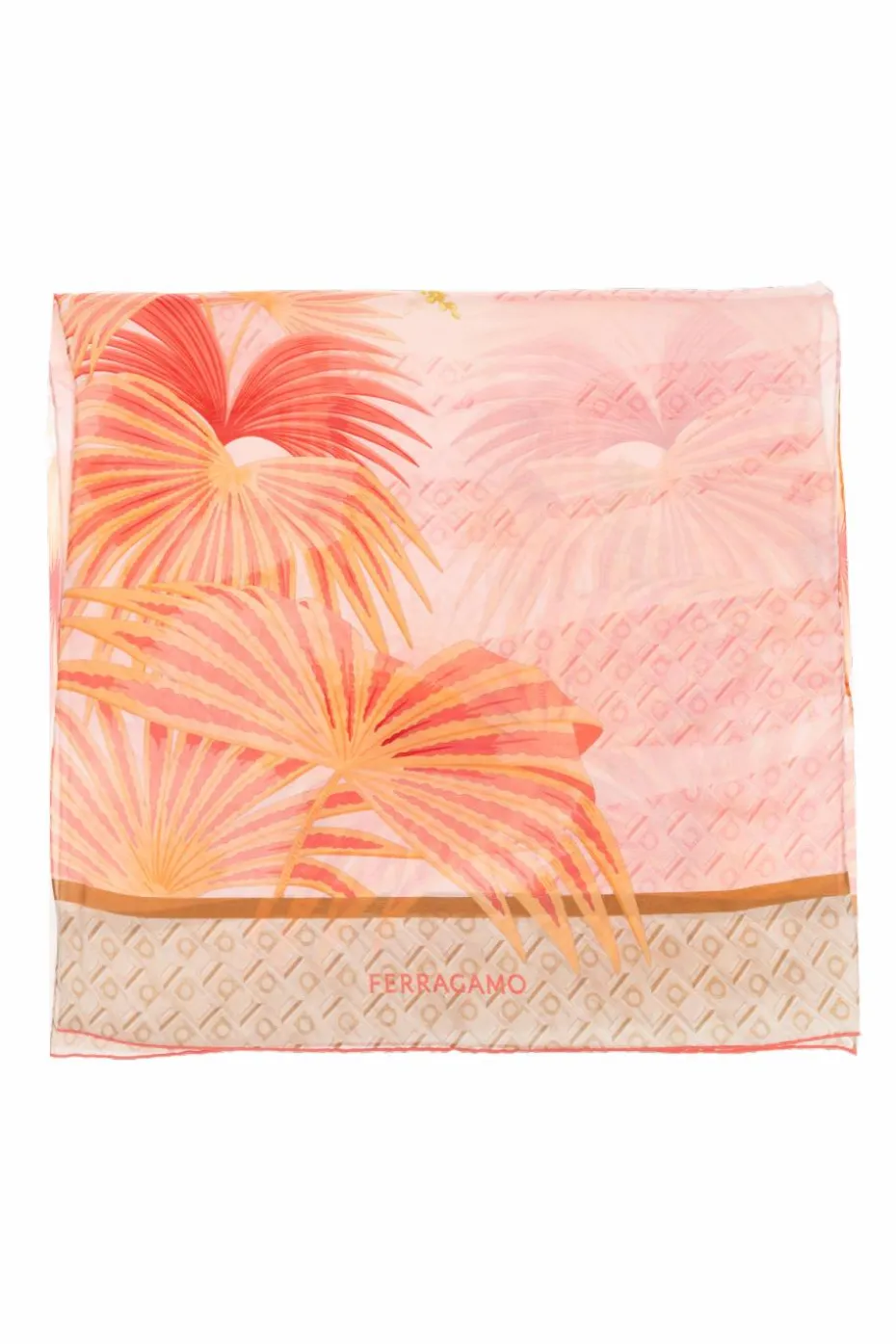 FERRAGAMO PINK Silk scarf with print