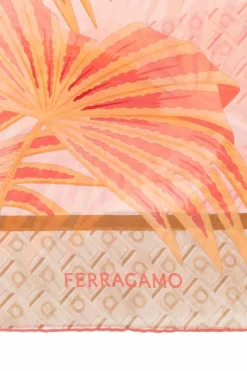 FERRAGAMO PINK Silk scarf with print