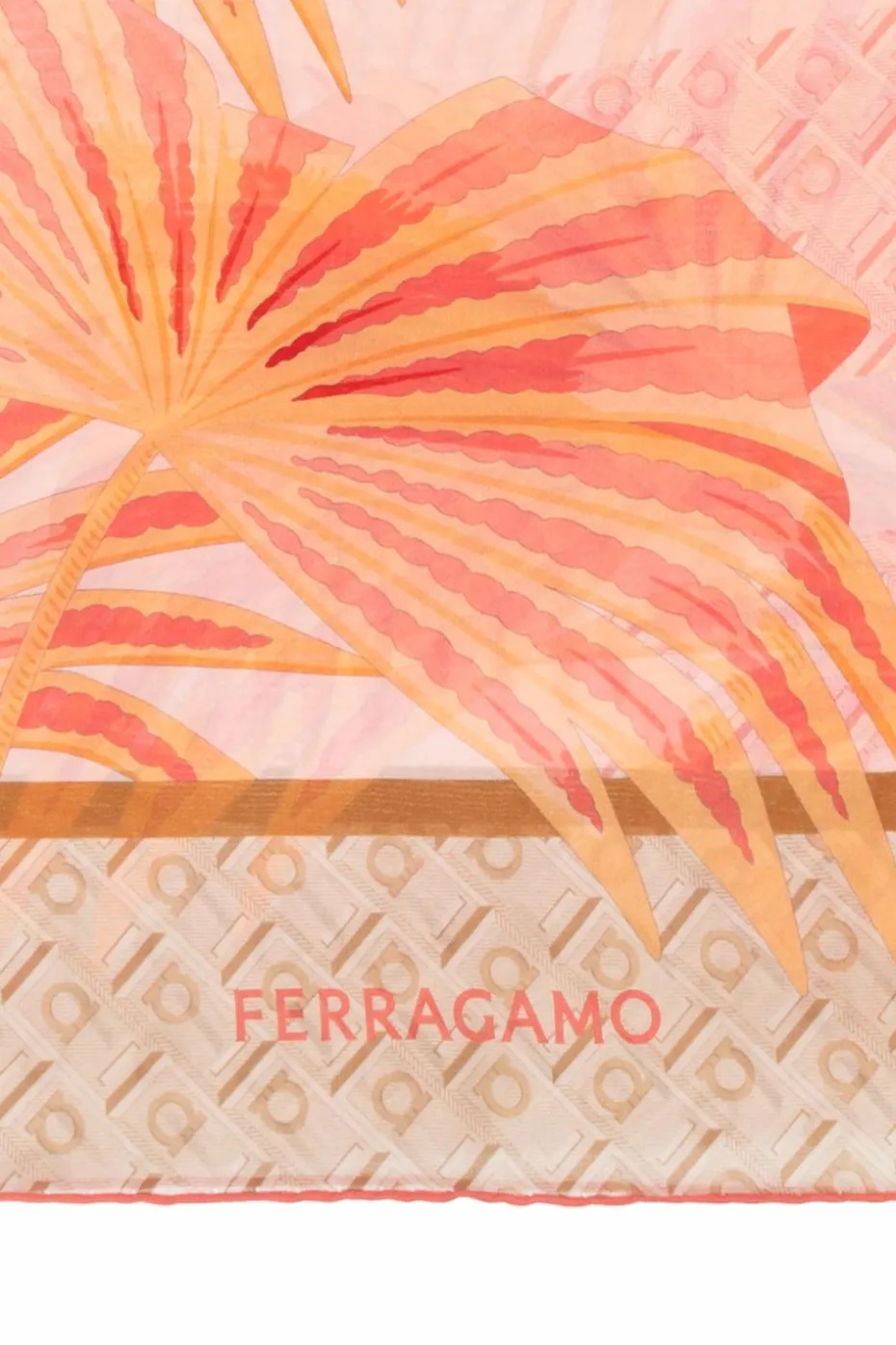FERRAGAMO PINK Silk scarf with print
