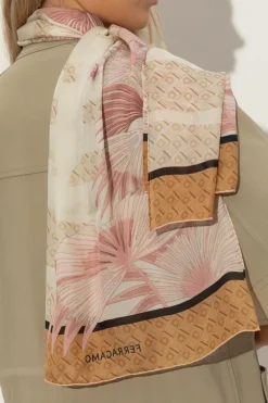 FERRAGAMO PINK Silk scarf with print