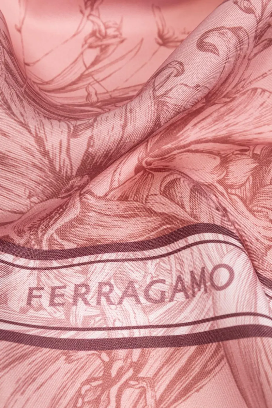 FERRAGAMO PINK Silk scarf with print
