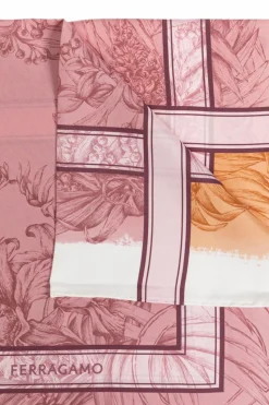 FERRAGAMO PINK Silk scarf with print