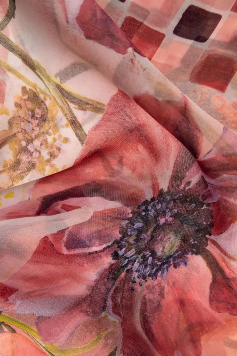 FERRAGAMO PINK Silk scarf with floral motif
