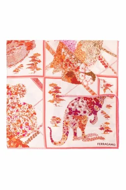 FERRAGAMO RED Silk scarf with print