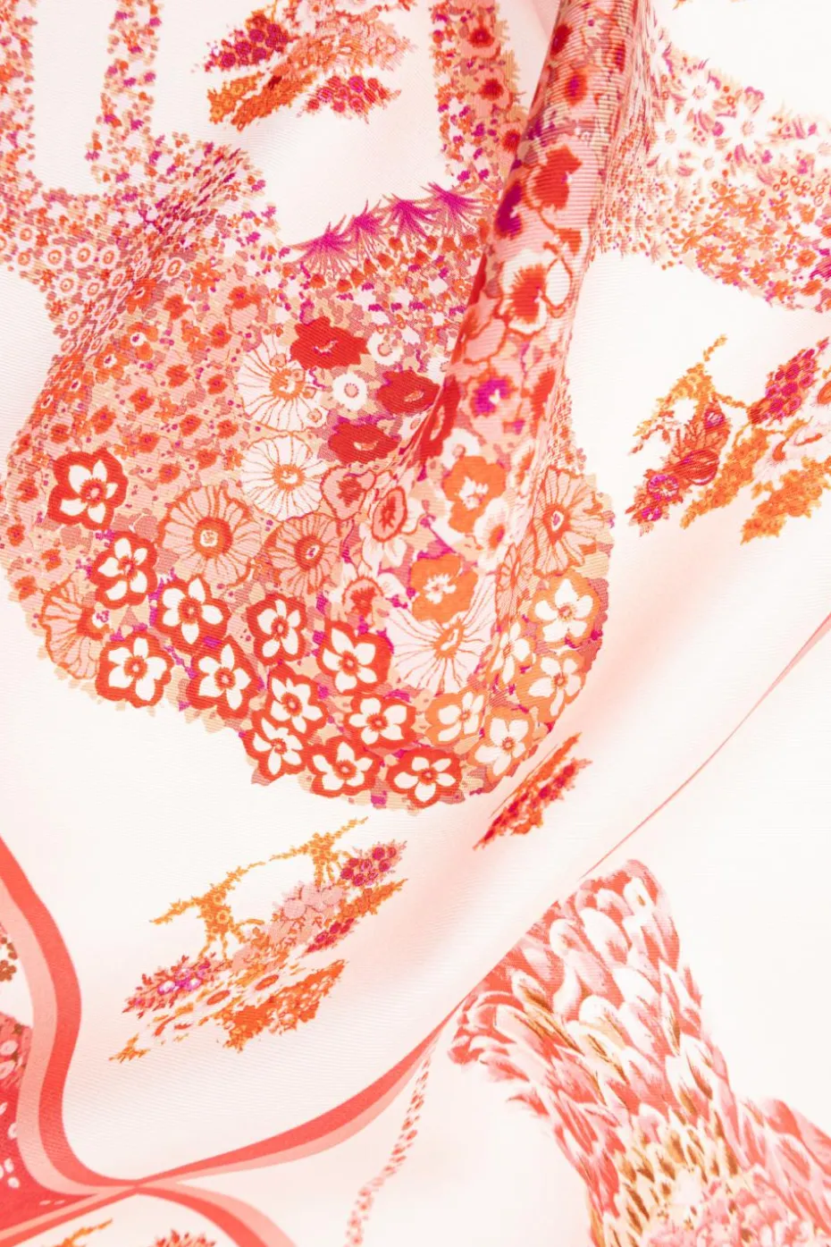 FERRAGAMO RED Silk scarf with print