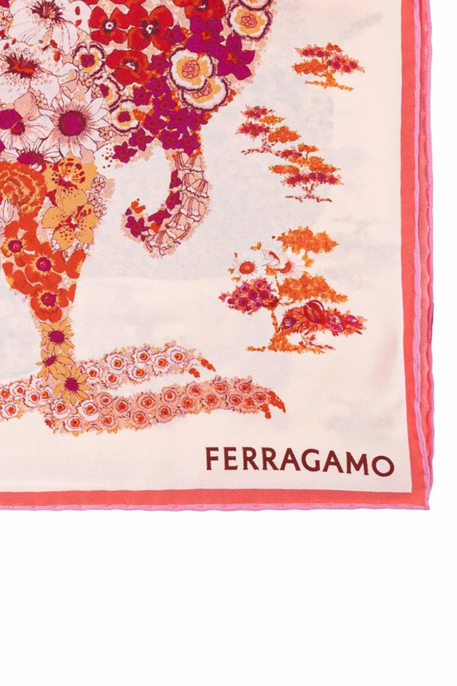 FERRAGAMO RED Silk scarf with print
