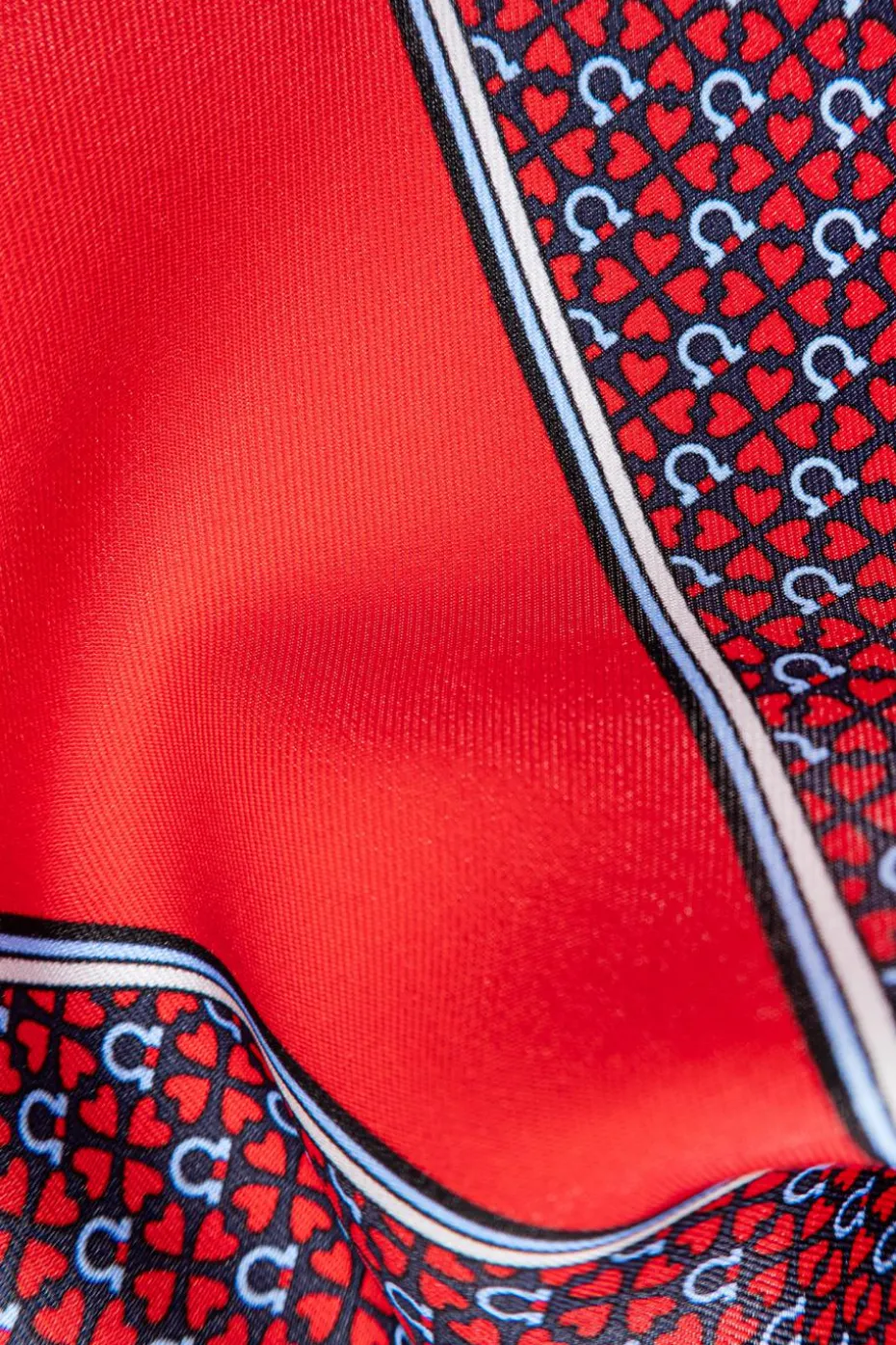 FERRAGAMO RED Triangle scarf with print