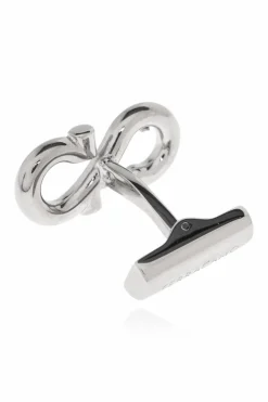 FERRAGAMO SILVER Cufflinks in the shape of a logo