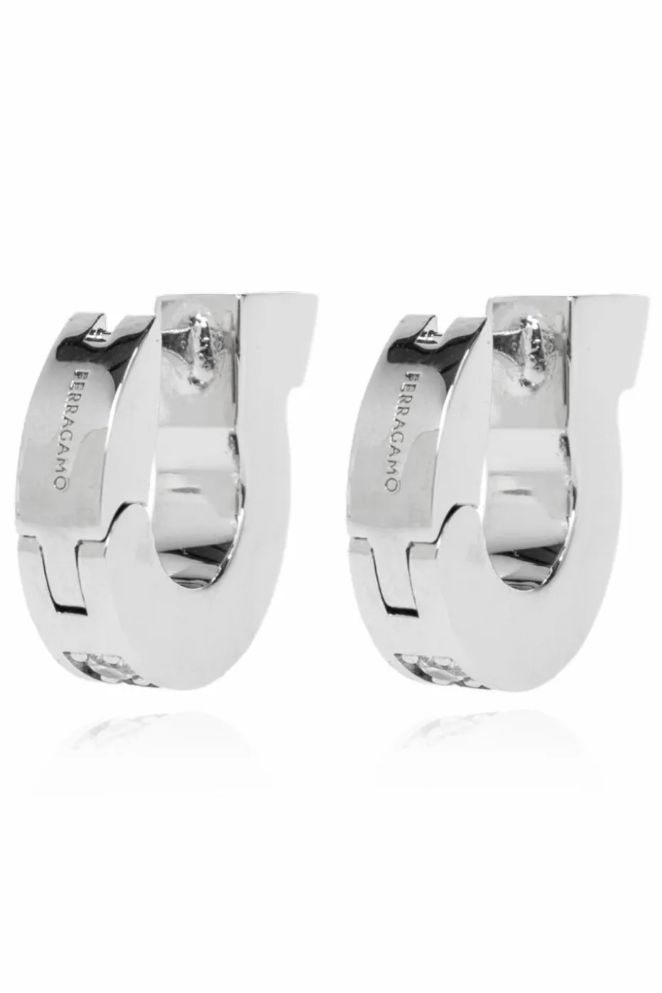 FERRAGAMO SILVER Earrings with logo