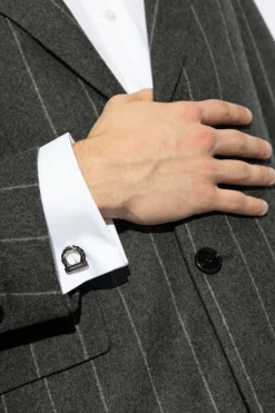 FERRAGAMO SILVER ‘Gancini’ cuff links